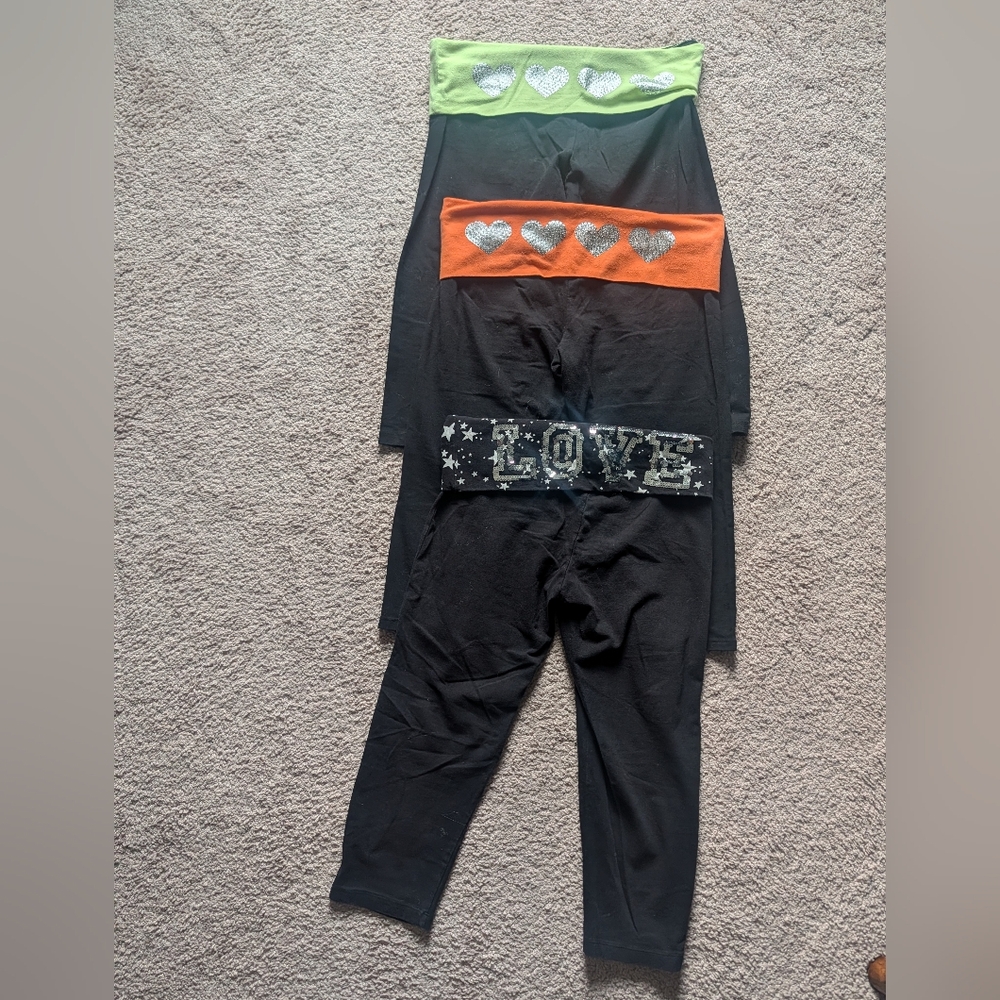 Women's Black Leggings with Silver Accents